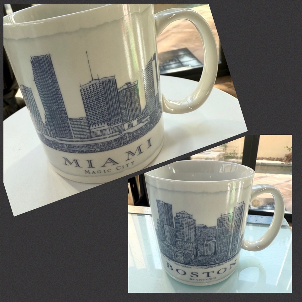 Starbucks City Series Mug Bundle Miami &‎ Boston Ceramic Coffee Cups